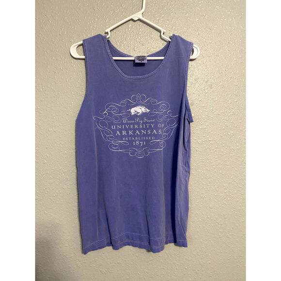 Comfort Colors Small Purple Tank Top University of Arkansas Razorbacks Shirt - Picture 6 of 6